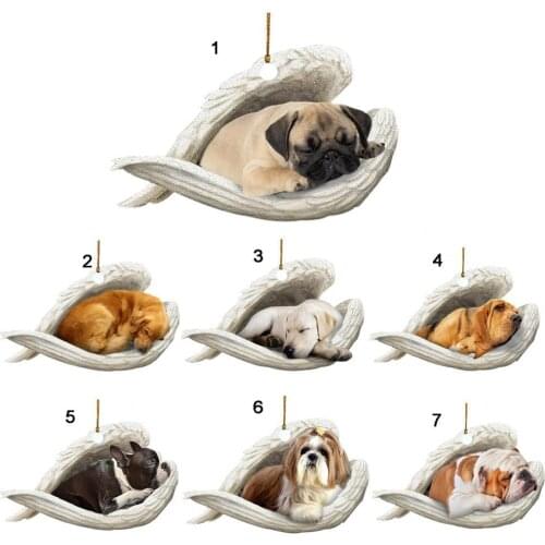 Pendant Sleeping Dog Angel Home Decor Acrylic Showcase Hanging Ornaments for Doors Car Interior Accessories автомобильные товары