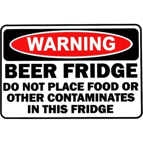 15.2x10.2cm Warning Beer Fridge Contaminates Food Funny Decal PVC Car Sticker for Car and Motorcycle Refrigerator Decoration