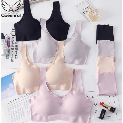 Queenral Sexy Underwear Set Seamless Push Up Bra Set Wire Free Padded Women Lingerie Set Comfortable Anti-light Bra And Panty