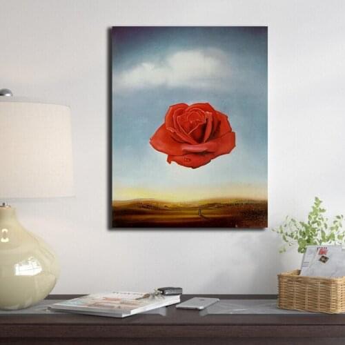 Salvador Dali Meditative Rose Flower Poster Painting Wall Art Posters and Prints Cuadros Pictures Home Decor for Living Room