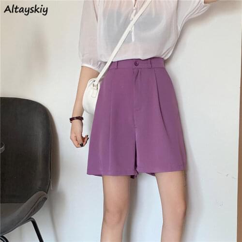 Shorts Women Oversize Stylish Elegant College High Waist Korean Style Solid All Match Female Chic Loose Pocket Popular Simple
