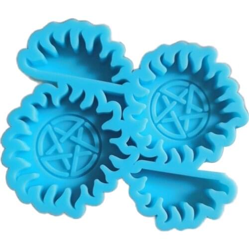 Silicone Cake Decorating Molds Blue Pentacle Topper Fondant Keychain Cake Decorating Tools Epoxy Resin Mold Candy