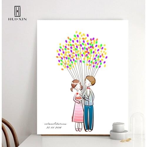Pretty Young Lovers Romantic Wedding DIY Fingerprint Guestbook Souvenir Best Gifts for Anniversary Special Room Wall Decoration