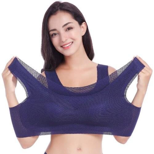 Large size sports underwear fat gathered thin bra no mark no steel ring sleeping bra female