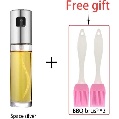 Glass oil bottle Sprayer Bottle Leak-proof Nozzle Type Oil Can Press Oil Bottle Dispenser Kitchen Cooking give away BBQ brush