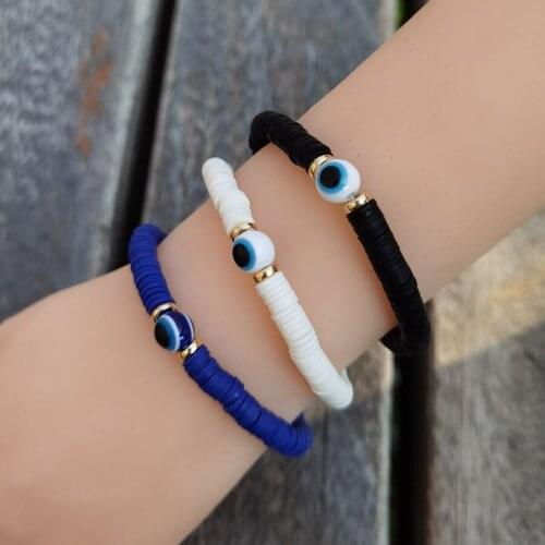2021 Spring Jewelry Bohemia Fashion Colorful Soft Clay Eye Bracelets Handmade Woman for Spring Jewelry Bracelets for Girl