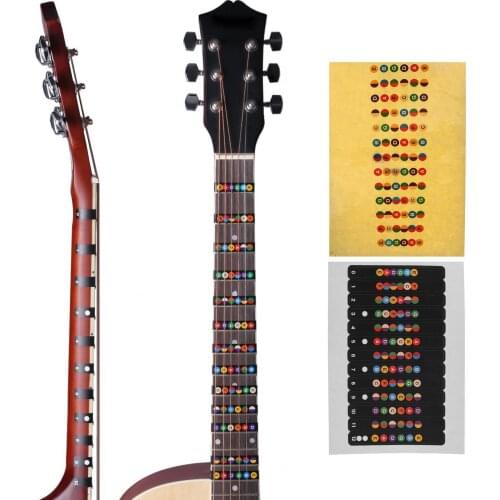 Water Resistant Universal Guitar Fretboard Note Labels Fingerboard Fret Stickers 2 Colors Optional for Learning Guitar