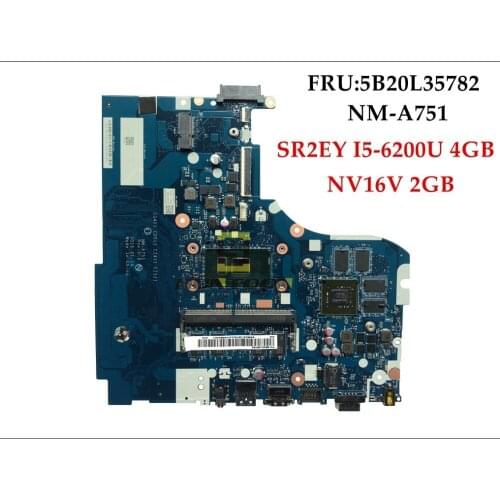 High quality NM-A751 for Lenovo Ideapad 310-14ISK Motherboard FRU:5B20L35782 SR2EY I5-6200U 4GB DDR3L NV16V-GMR1-S-A2 2GB Tested