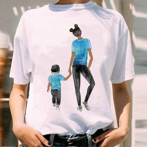 Women Graphic Love Sweet Boy Cute Son Style Short Sleeve Mom Mama Mother Cartoon Print Female Clothes Tops Tees Tshirt T-Shirt