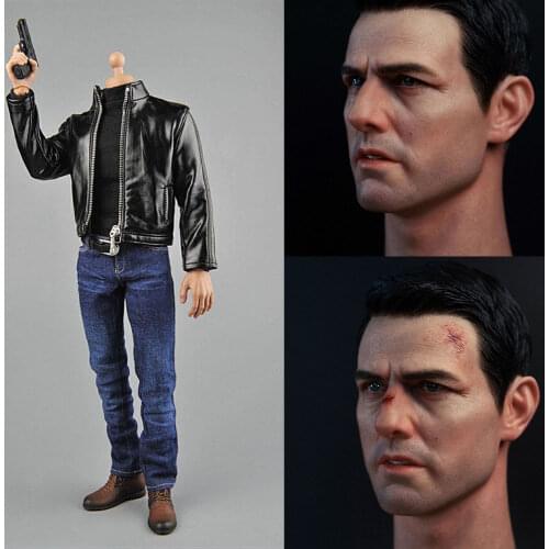 Toy center CEN-M07 1/6 scale Male Figure Clothes Tom Cruise Agent Leather Coat Jacket Jeans Sweater Black Shoes Model