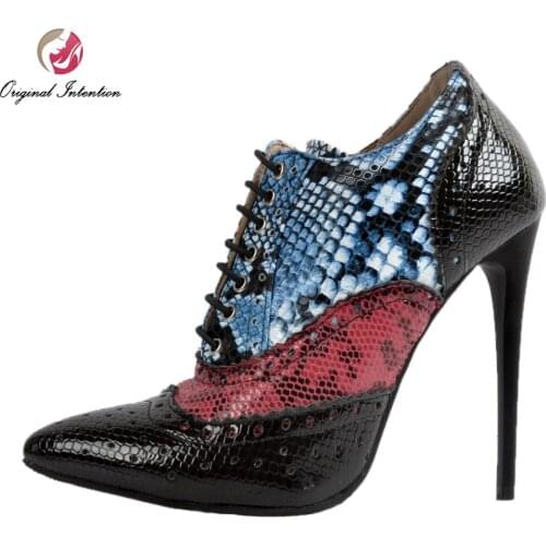 Original Intention Elegant Women Ankle Boots Pointed Toe Thin Heels Boots Stylish Multicolors Shoes Woman Plus US Size 4-15