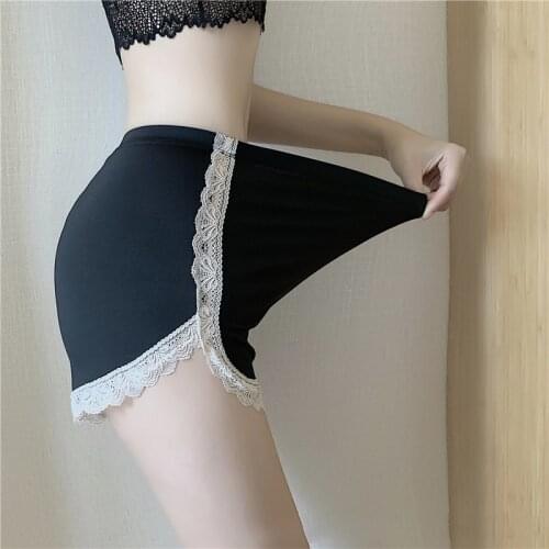 Women Lace Safety Short Pants Imitation Silk Elastic Waist Lolita Casual Safety Shorts Breathable Bottoming Culottes Underwear