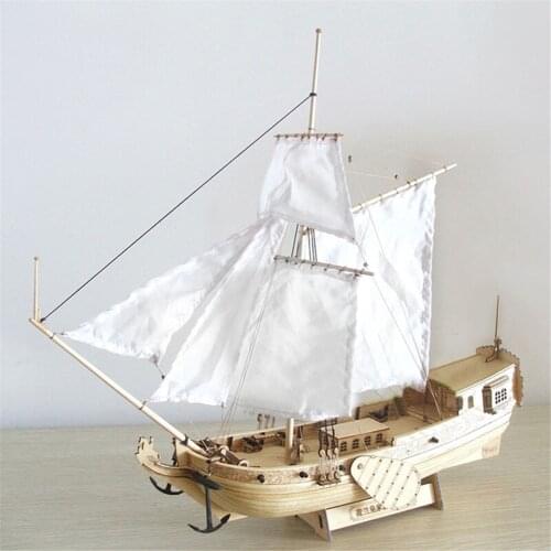 1 Set Assembling Building Kits Ship Model Wooden Sail Boat Toys Sailing Model Assembled Wooden Kit DIY Wood Crafts Antique