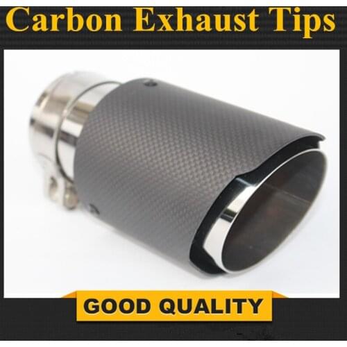 1 Piece 63mm inlet 101mm outlet Slanted Stainless Steel+Carbon Fiber Universal car muffler tip car exhaust tip car-stying
