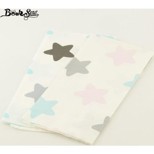 100% Cotton Booksew Fabric Colored Stars Style 2 Pcs/lot 50cmx100cm Sewing Material Quilting Patchwork Twill Bedding Tissue