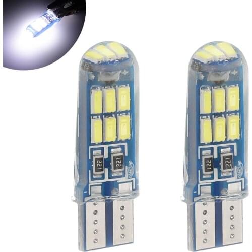 12V T10 W5W 4014 15SMD silicone white blue light ice blue instrument lights width parking bulb tail map step trunk license plate