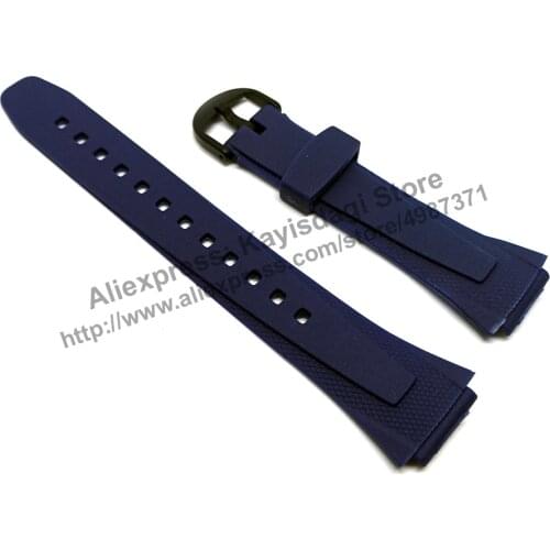18mm Navy Blue Rubber Watch Band / Strap compatible Casio W-752 , W753 , W-755