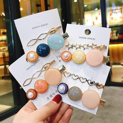 2PCS/lot New Fashion Circle Heart Star Duckbill Clip set clip hair clip for Girls Women Hair Accessories Headdress