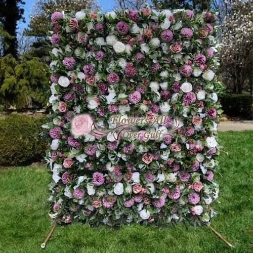 3D Artificial Flower Wall Panel Wedding Background Decoration Fake Flowers Flocking green leaf With Event