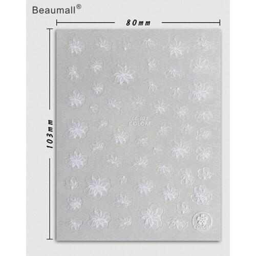 3D White Nails Art Manicure Back Glue Decal Decorations Nail Sticker For Nails Tips Beauty