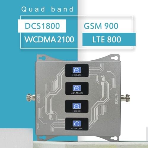 4 Bands Cellular Signal Amplifier GSM 2G 3G 4G Repeater Mobile Phone Signal Booster LTE 800 900 1800 2100 Cellular Amplifier