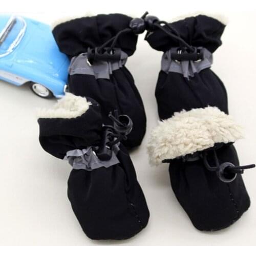 4 Pcs Winter Warm Dog Shoes Anti-slip Pet Shoes For Small Cats Dogs Socks Booties Soft-soled Pet Dog Shoes Breathable Shoes