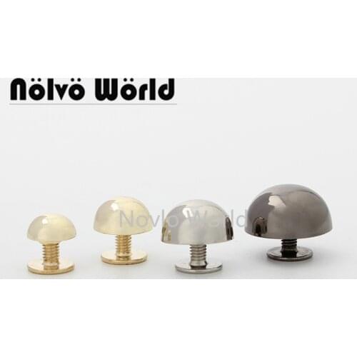 50 pieces 4 colors 4 size 8mm 10mm hollow round mushroom metal stud for bags hardware screw rivet studs