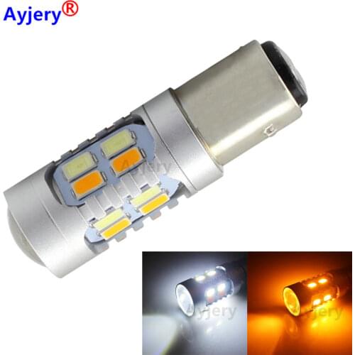 AYJERY 2pcs S25 1157 BAY15D P21/5W 5730 20 SMD Car Reverse Led Lights Turn Signal Light Parking Auto Led Dual Color White/Amber