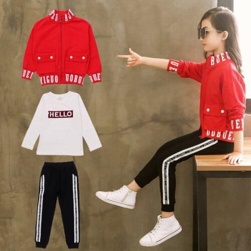 Childrens Clothing Girls Fall Casual Set In The Big Kids Fashion Foreign Gas Sports Three Set Autumn 12 Year Old Girl Clothes