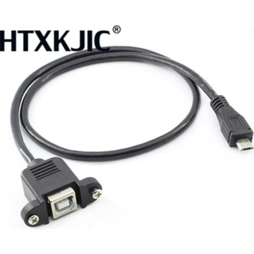 Micro-USB 5pin Micro USB 2.0 Male to USB 2.0 B Type Female Connector Cable 30cm 50cm With Panel Mount Hole cables