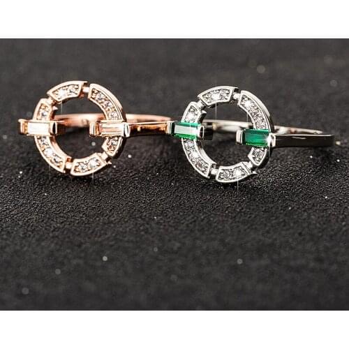 Hot Sale Silve Color Round Rings Circle Crystal Finger Engagement Rings For Women Fashion Wedding Jewelry Party Gifts