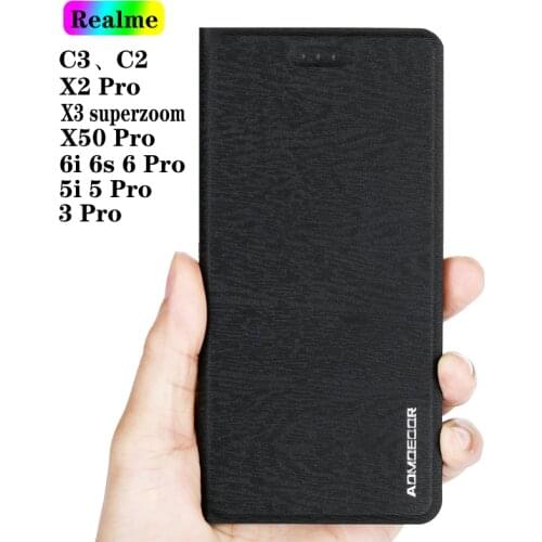 Realme C20 C21 C3 C2 C11 C12 C15 C17 X3 Superzoom X2 X50 Pro Leather Flip Case Cover for Realme 8 7 6 7i 6i 6s 5i 3 Phone Cases