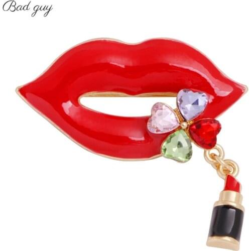 Red Mouth Shape Brooches for Womens Brooch Pin Clothes Scarf Buckle Garment Accessories Fashion Jewelry Suit Dress Pins