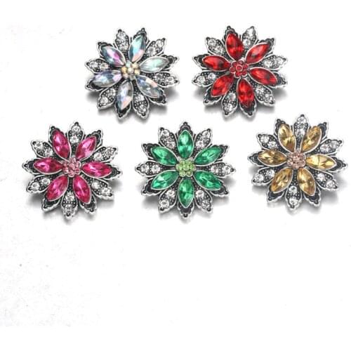 Hot Wholesale High Quality 18mm Metal Snap Button Charm Rhinestone Styles Button Boom Life Snaps Jewelry 6843