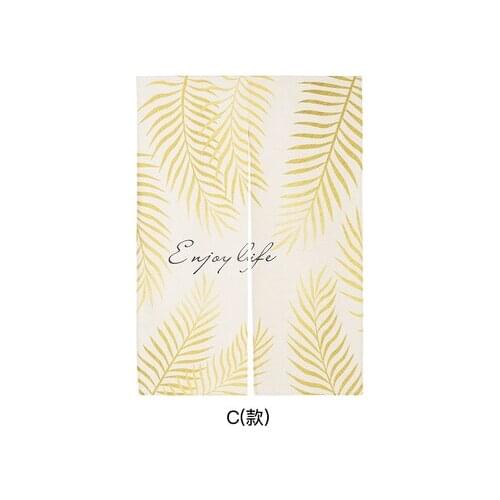 Nordic linen door curtain cute yellow leaf window children bedroom bathroom home textile kitchen decoration coffee bar cafe