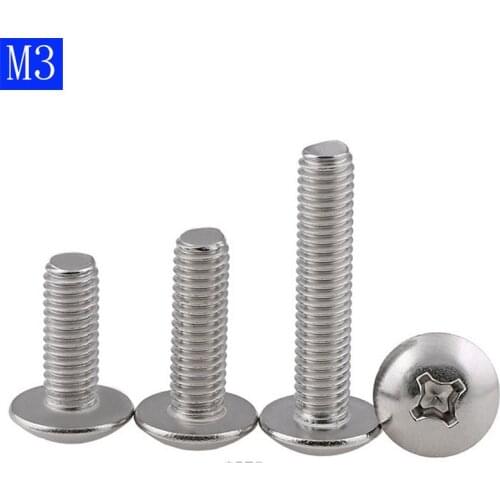 M3 - 0.5 316 Stainless Steel Phillips Pan Cross Drive Truss Head Machine Screws A4 - 70 bolts