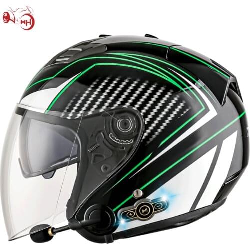 DOT Approved Open Face 3/4 Smart Motorcycle Helmet With Build-In Bluetooth Headset Detachable Liner MSOHK101 Double Visors