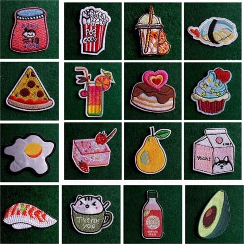 Cartoon Embroidery Snack Sushi Drink Patch badge DIY Iron On Patches On Clothes Japanese Food Patch For Clothing Jacket On Back