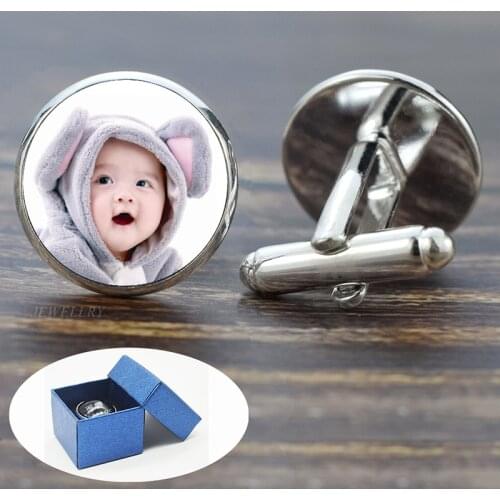 DIY Customers Photo Custom Cufflink Men Shirt Cufflinks Glass Cabochon Jewelry Cuff Links Wedding Groomsmen Men Gift