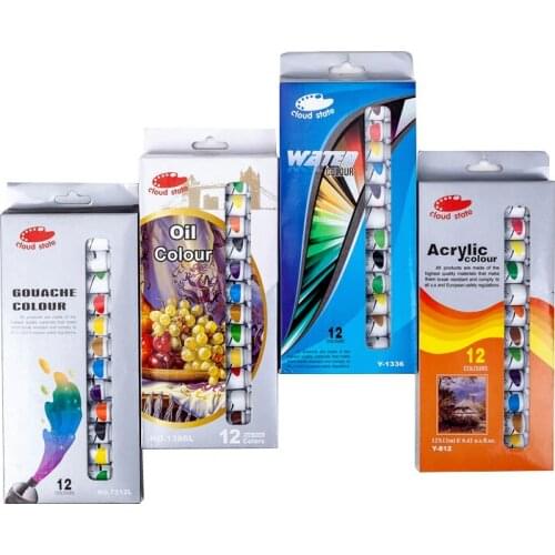 12 Colors/12ml Paint Set Acrylic Oil Painting Watercolor Gouache DIY Sketch Painting Art Paint Box