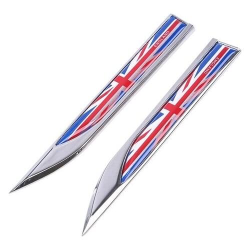 Pair Metal Britain UK Flag Car Fender Knife Emblem Skirts Badge Decals Sticker
