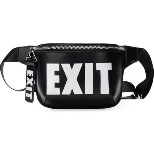 2018 Fashion PU Leather Waist Bag Women Fanny Packs Letter EXIT Waist Packs Belt Bag Female Chest Handbag Drop ship