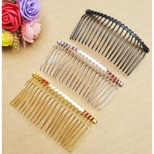 10pcs/lot 20 Teeth Inserted Comb Hair Brush DIY Hair Accessories Hair Combs Supplies Steel Plate Iron Silver Hair Tool