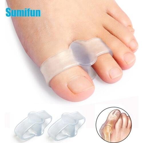 4Pc Silicone Gel Two Hole Toe Separator Spacers Thumb Valgus Corrrctor Foot Finger Protector Orthopedic Corrector Foot Care Tool