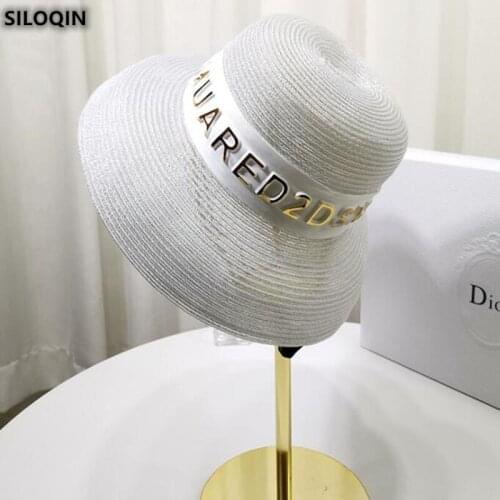 SILOQIN Panama Ladies Cap Trend Summer New Letter Bucket Hats For Womens Leisure Sports Party Brands Sunhat Sombrero Tide