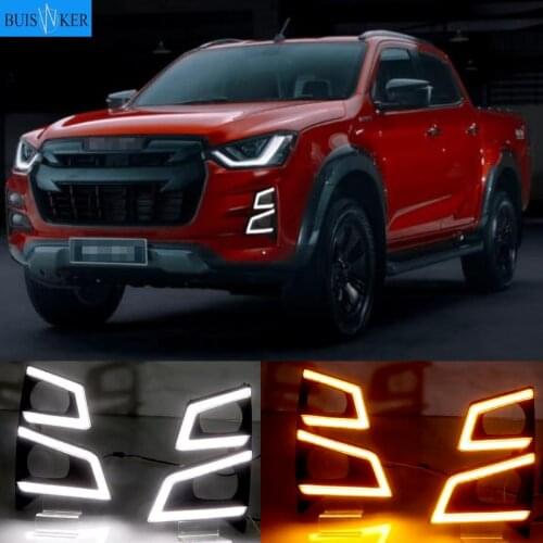 Led Daytime Running Lights for Isuzu D-max 2020 Fog lamp 12V ABS DRL Driving lights yellow turn signal light