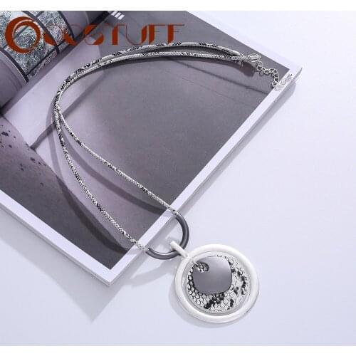 Trend Silver Color Pendant Statement Necklace Vintage Long Chains Around the Neck Decorative Jewelry for Women Suspension Things