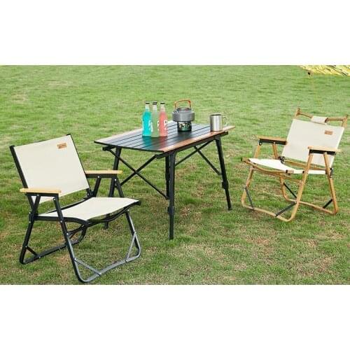 Outdoor folding chair fishing chair aluminum alloy portable stool camping beach chair wood grain director chair wear resistant