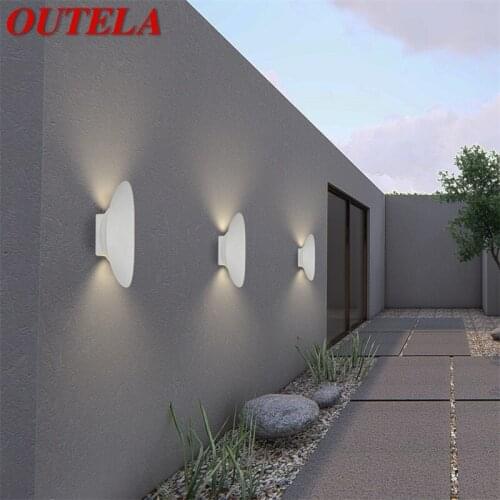 OUTELA Outdoor Wall lights White Oval Patio Wall Sconce Waterproof Modern Home Decorative For Porch Balcony Courtyard Villa
