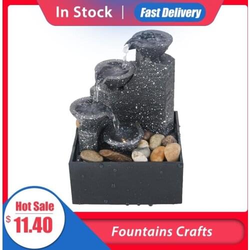 Indoor Fountain Water Desktop Fountains Crafts Fengshui Home Office Table Flowing Waterfall USB Decoration Gift Sculpture 2021